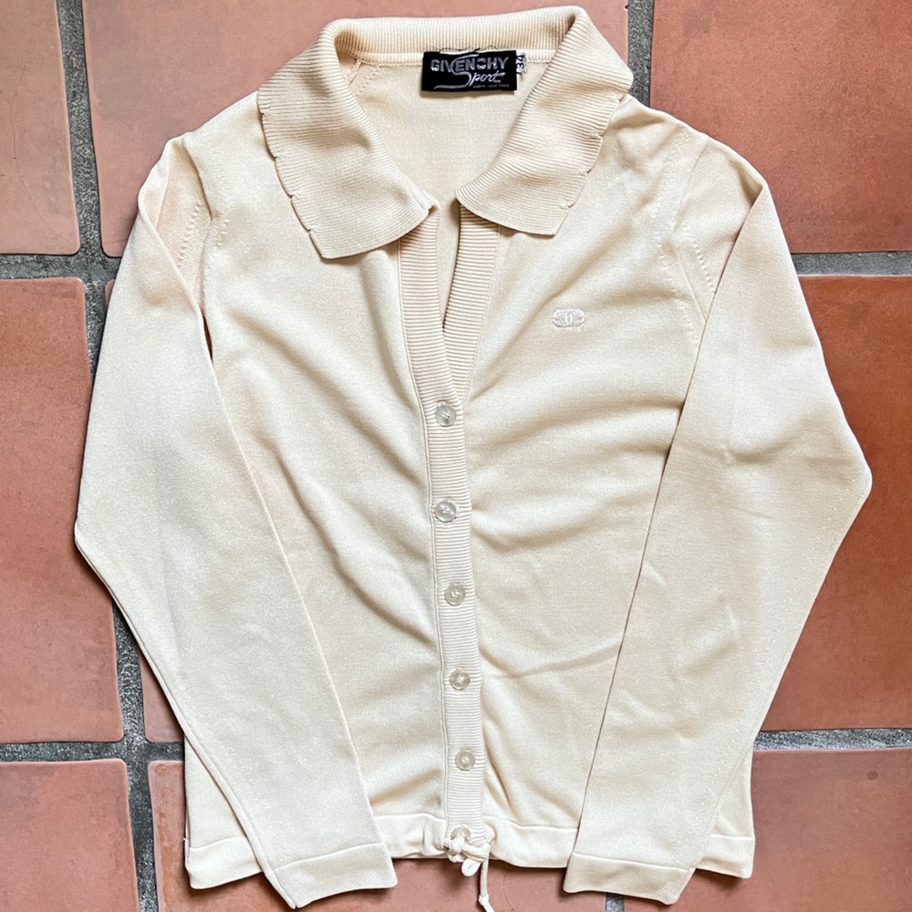Vtg Givenchy Sport Butter Yellow Cardigan Sweater 34 XS S